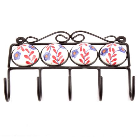 White Red Leaf Ceramic Tiles Hooks Online